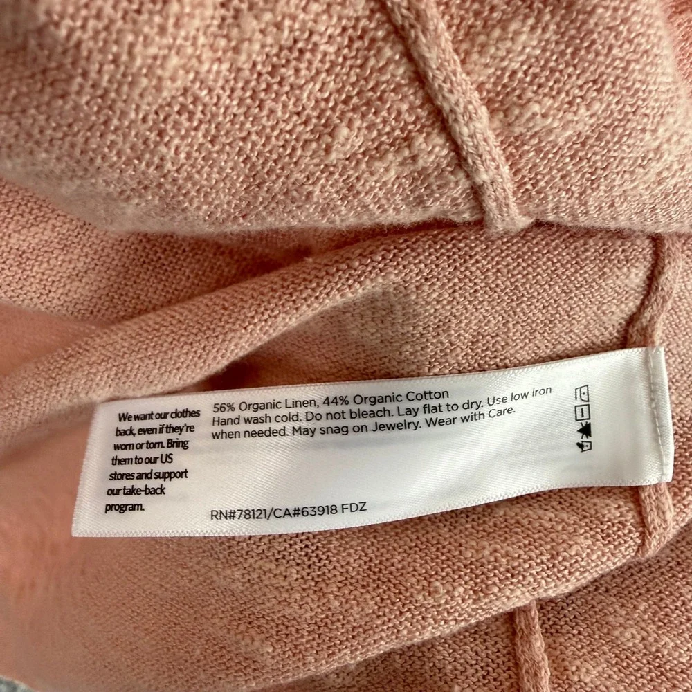 Eileen Fisher Cardigan XL Pink Organic Linen Open Front Minimalist Lagenlook